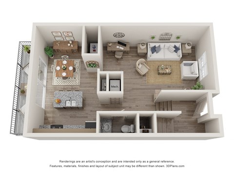 Floor plan for 3 beds, 1.5 baths, 1416 sqft